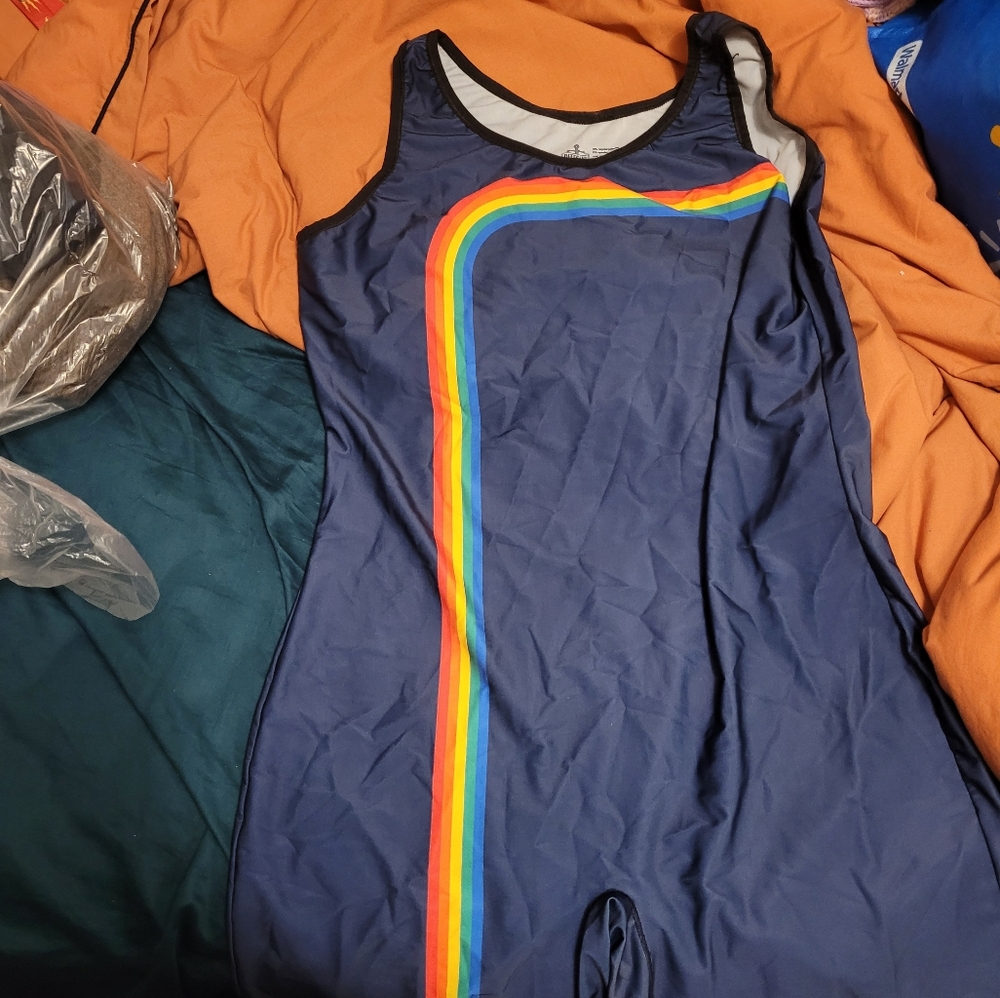 Gender inclusive rainbow Stripe Swimsuit